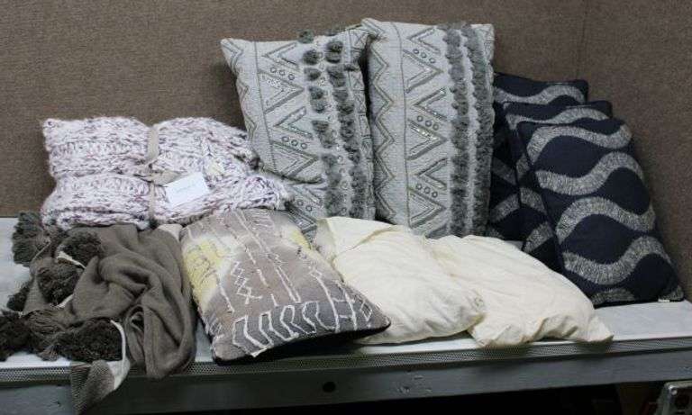 Arhaus Home Textile Items Including Pillows, Sheets, and Throws