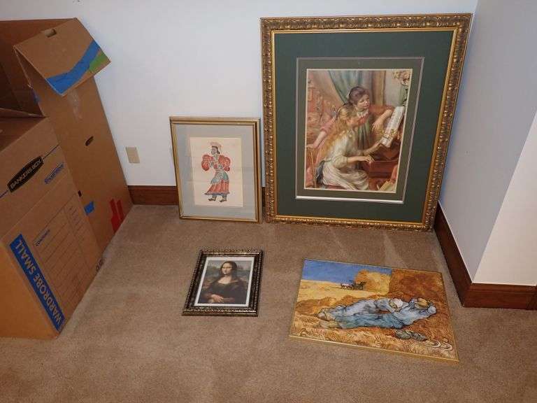 Collection of art from the finished basement.