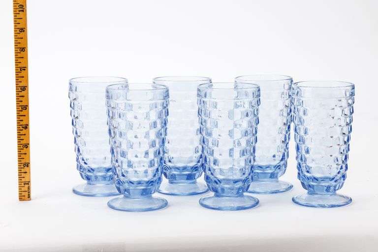 Indiana Glass Whitehall Diamond Tumblers- Light Blue