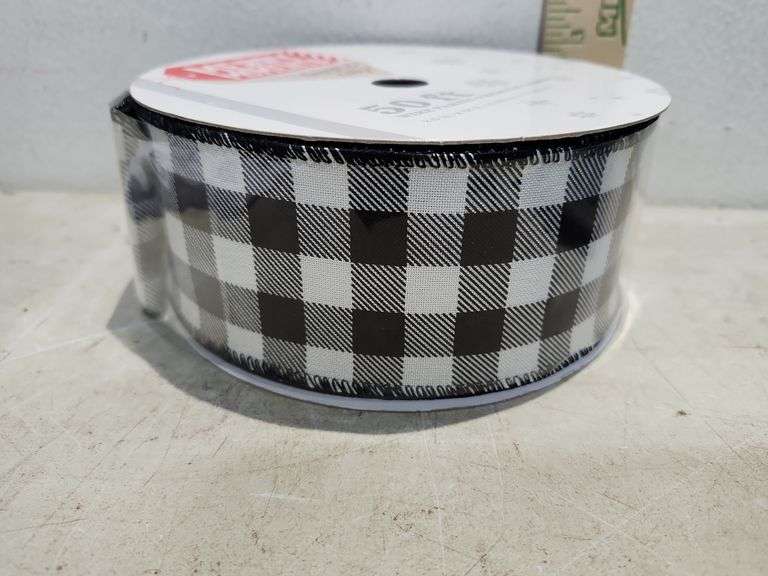 50 Yards X 2.5'' Black And White Check Ribbon