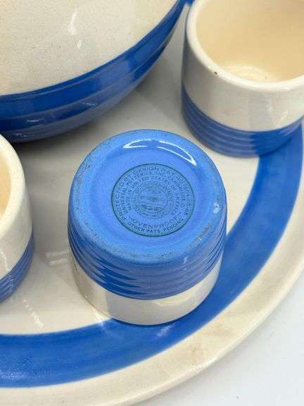 Vintage Universal Ceramic Teapot Set with Four Cups and Matching Tray