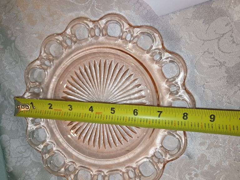 Pink depression glass plate