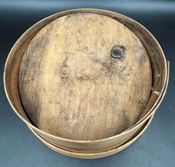 Two Bent Wood Shaker-Style Round Pantry Boxes