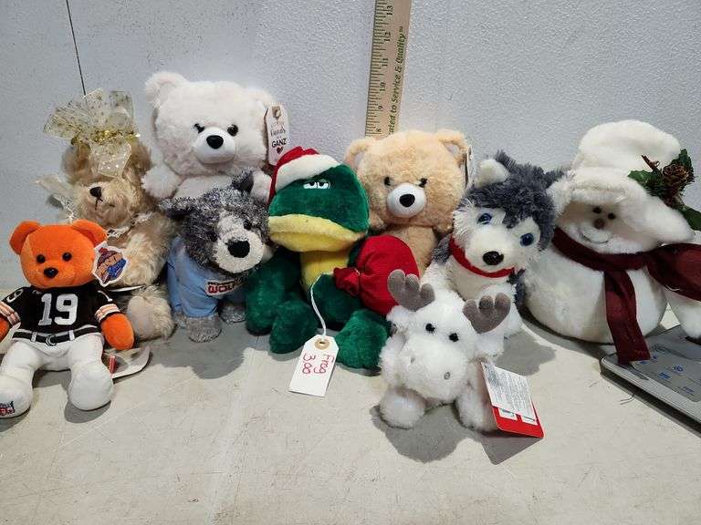 Assorted Plush Animals -Ganz, Browns Pigskin Bear, Kalidou, & More