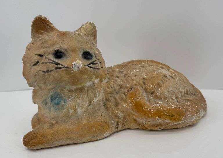Cute Chalkware Hand-Painted Cat