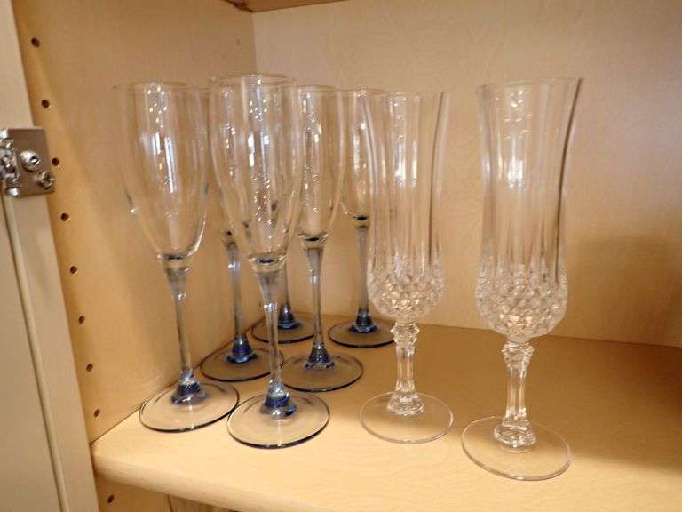 6 Luminarc Baby Blue + 2 Cristal d'Arque Champagne Flutes