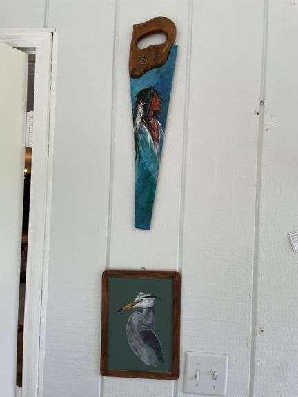 Painted Saw & Antique Chalkboard