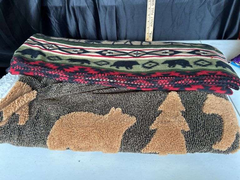 2 Throw Size Fuzzy Bear Blankets