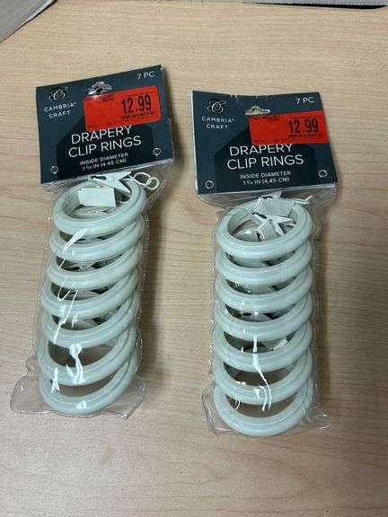 2 Packs Cambria Craft Drapery Clip Rings – White, 7pc Each