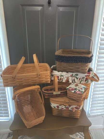 Lot of 6 Longaberger  + 1 Royce Craft Basket