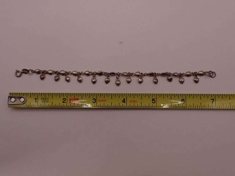 6.7g Sterling Silver .925 Heart Bracelet marked FAO .925