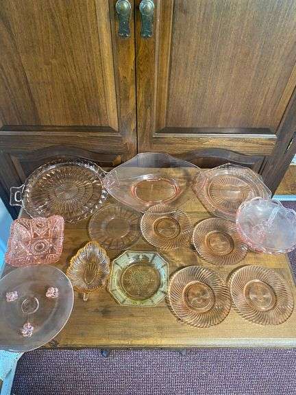Pink and Amber Depression Glassware