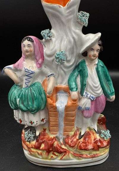 Staffordshire Ceramic Spill Vase with Figures