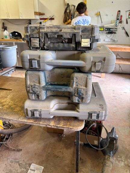 Tool Cases With Power Tools Including Drill Doctor and Porter-Cable Sander
