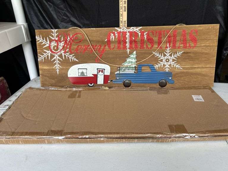 Wood Merry Christmas Wall Sign 28"X10"