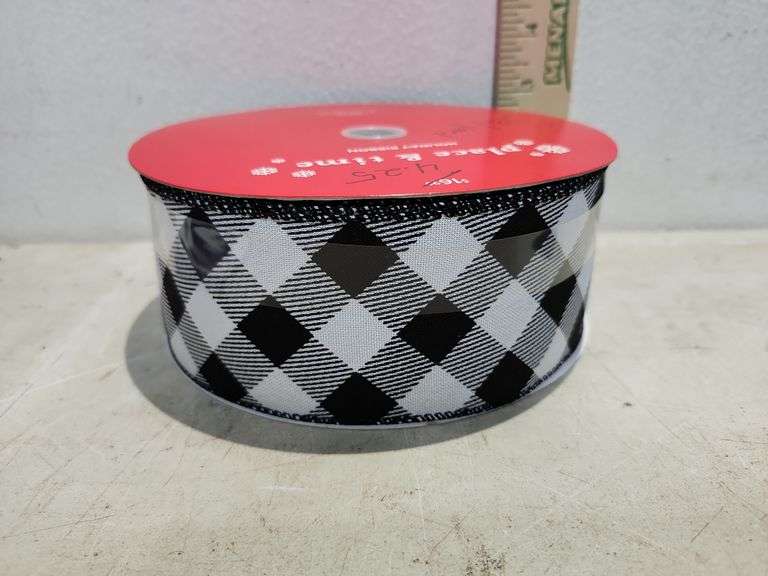 33.3 Yards X 2.5'' Black And White Check Ribbon
