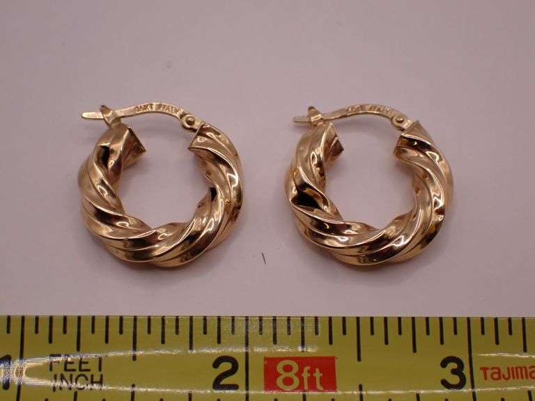 Italian 14k Yellow Gold Twisted Hoop Earrings 2.8g