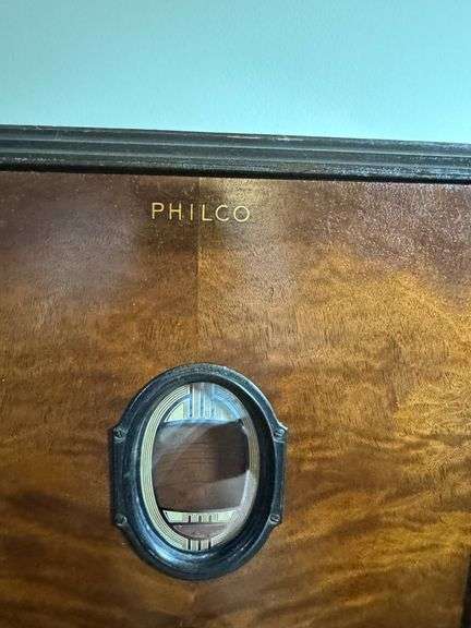 Philco Wooden Floor Radio Cabinet with Oval Tuning Dial