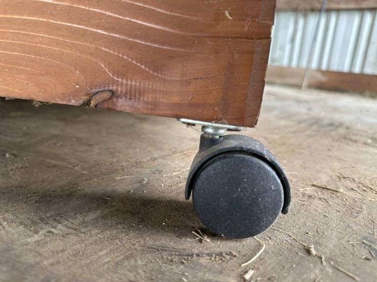 Wooden Rolling Tray with Casters and Handle