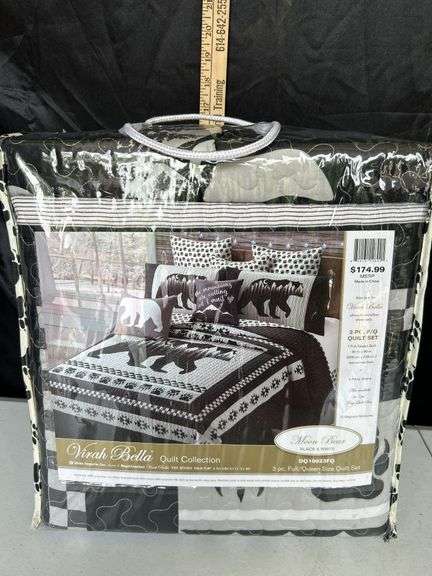 New Virah Bella Full/Queen 3 Pc. Quilt Sham Set Moon Bear