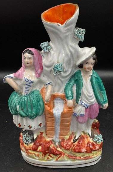 Staffordshire Ceramic Spill Vase with Figures