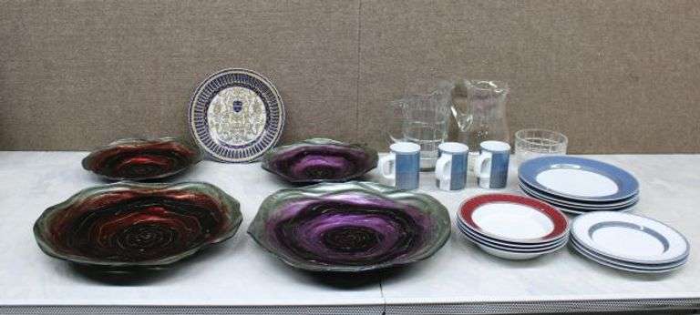 Dansk Gridworks Dinnerware and Assorted Glassware Grouping