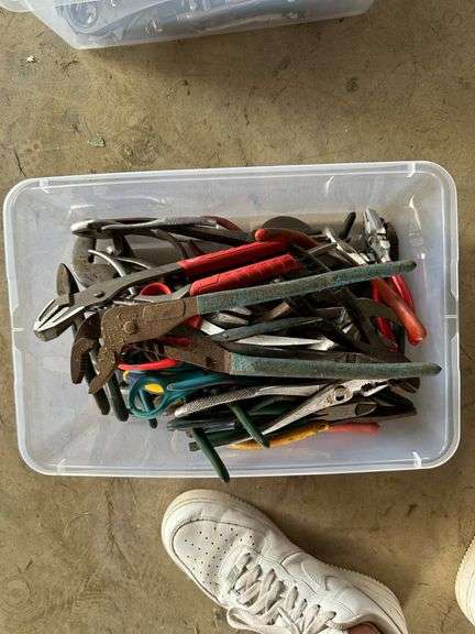 Various Hand Tools Including Pliers and Scissors