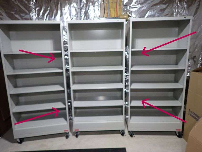 #2 -TENNSCO Rolling Bookcase: Steel, 79 in tall, 36 in wide, 18 in deep, 5 Adjustable Shelves