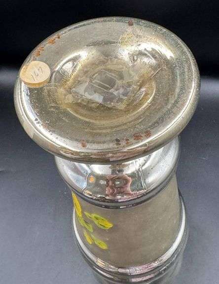 Antique Hand Painted Mercury Glass Vase