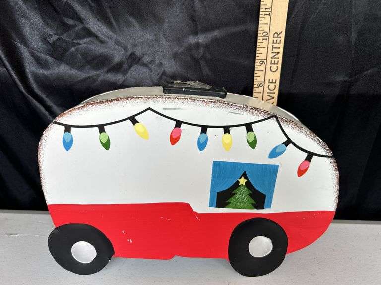 Solar Power Metal Camper Decor 12"X2.5"X8"