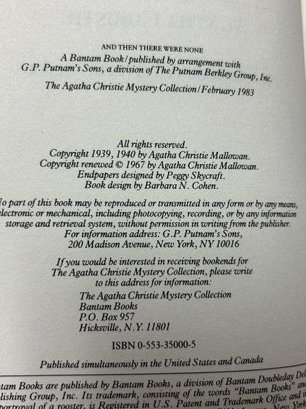 The Agatha Christie Mystery Collection – And Then There Were None (1983 Bantam Edition)