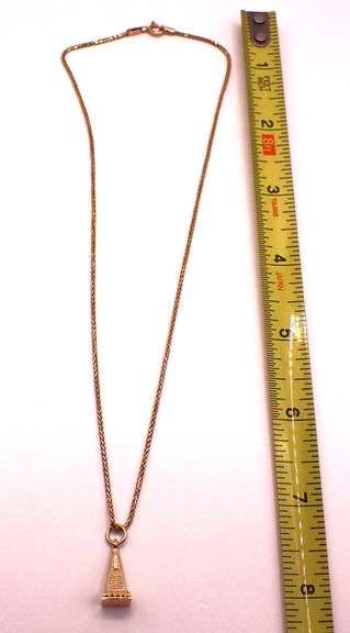 14k Italy 18" Braided Byzantine Necklace & 14kt 3D San Francisco Transamerica Pyramid Pendant 6.13g