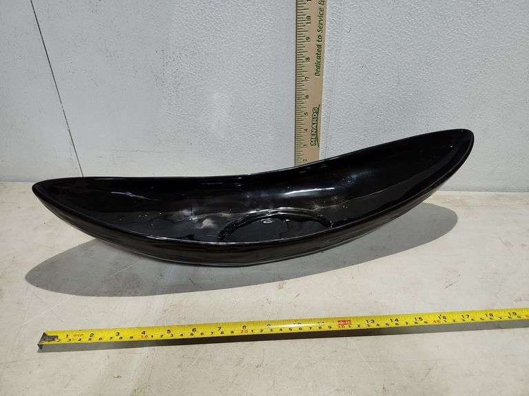 Deartis Made In Portugal Black Oval Bowl 21'' X 6.25''
