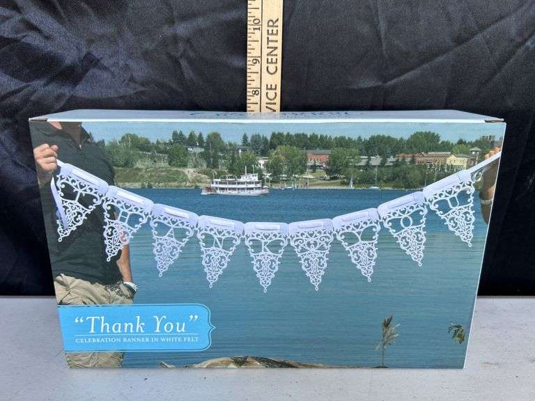 New "Thank You" Celebration Banner In White Felt For Wedding