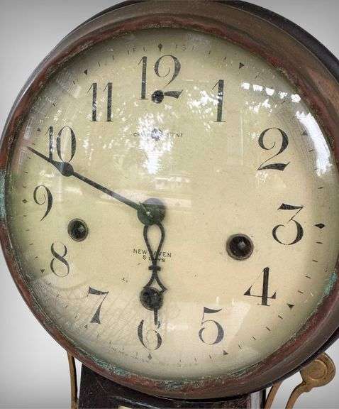 New Haven Clock Co. ‘Whitney Chime’ Banjo Clock with Maritime Scene
