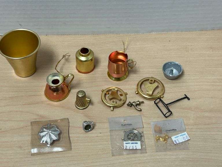 Lot of Miniature Brass, Copper & Metal Accessories – Dollhouse or Craft