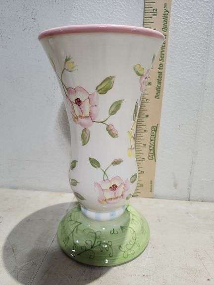 Tracy Porter Floral Crackle Finish Vase 10"