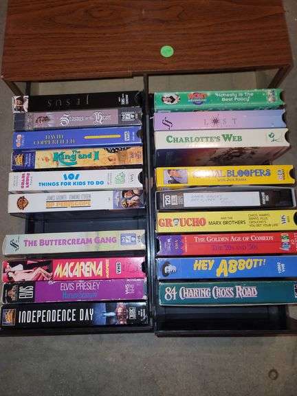 VHS movies and holder