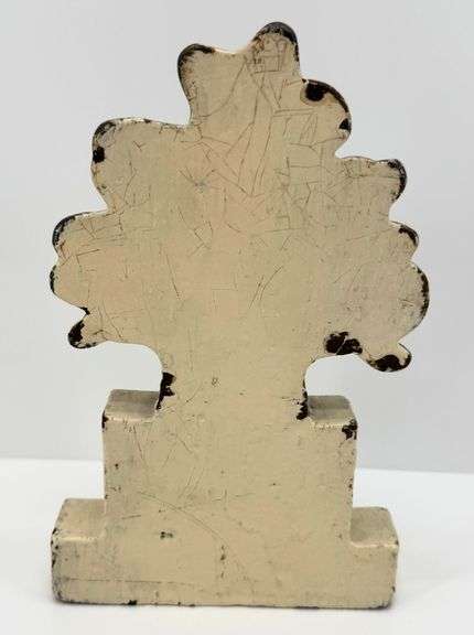 Antique Cast Iron Doorstop with Floral Bouquet Design