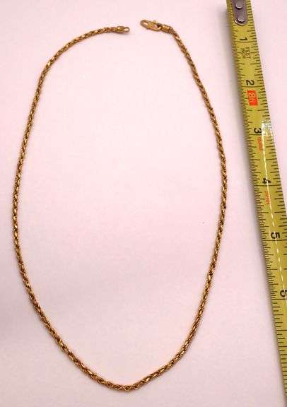 22K GOLD ROPE 16" NECKLACE 12.64g