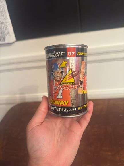 Bronco John Elway Pinnacle 97 Football Card in a can ( 10 cards per can)