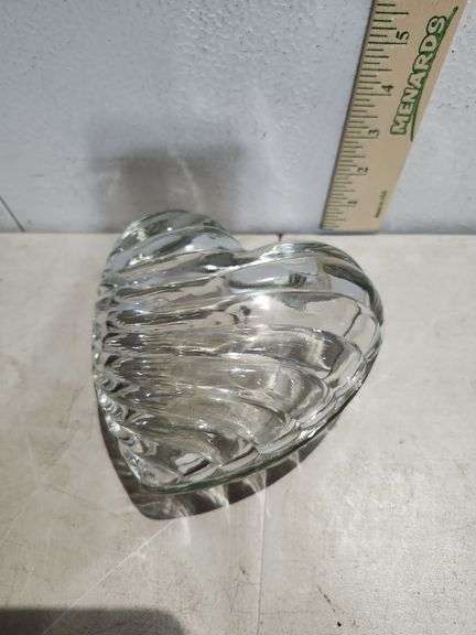 Clear Glass Heart Trinket Box 6" X 6.5" X 3.5"