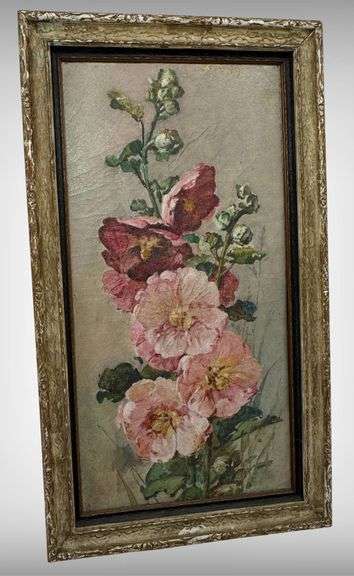 Antique Beautiful Antique Floral Oil Painting in Gilded Wood Frame