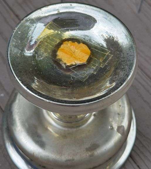 Antique Mercury Hand-Painted Glass Pedestal Bowl with Floral and Bird Motif