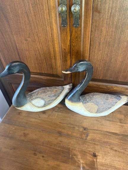 Pair of Carved Wooden Geese