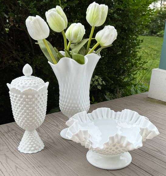 Fenton White Hobnail Milk Glass Decorative Items
