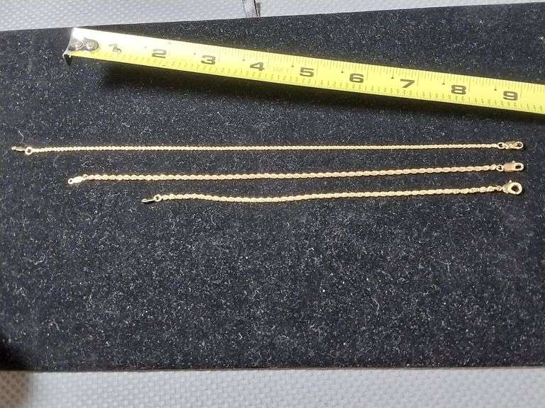 Three Gold-Tone Chain Bracelets – One Marked