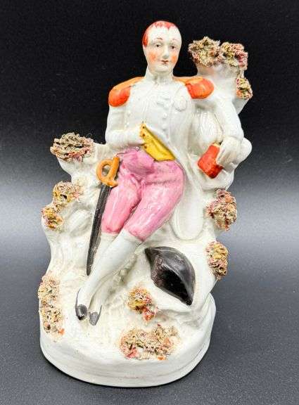 Antique English Saffordshire Porcelain Figural Soldier in Uniform Large!
