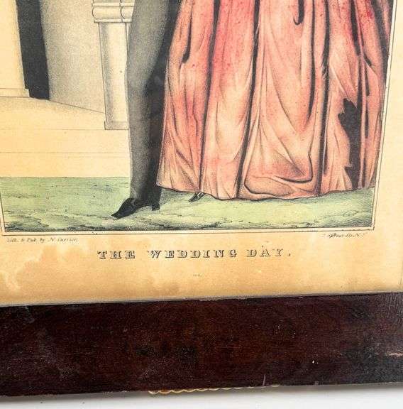 Antique Framed Lithograph ‘The Wedding Day’ by Currier & Ives