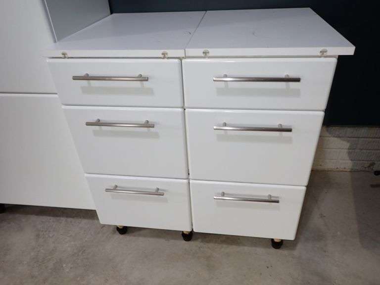Allmilmo W. German Kitchen Cabinet - White Double pull drawer cabinet